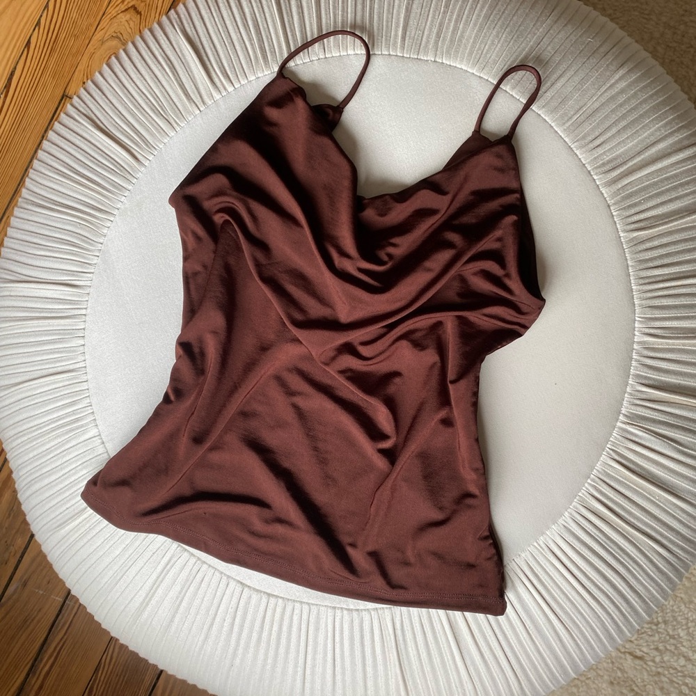 Reformation Brown Cowl Neck Top NWOT